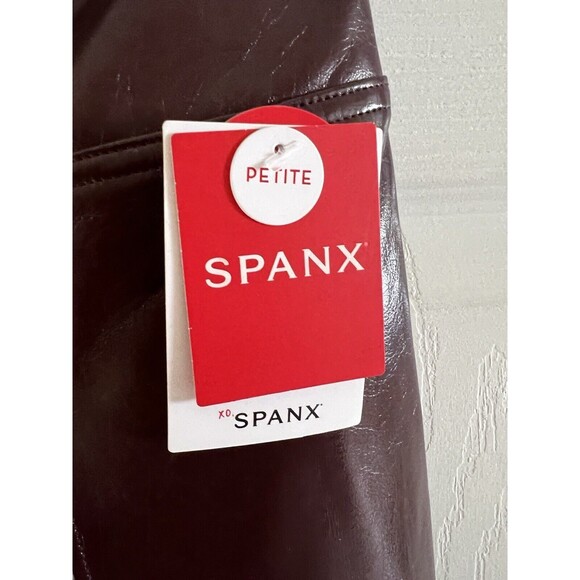 SPANX Faux Patent Leather Liquid Gloss Leggings Pants Ruby Size Petite XS NWT - Picture 5 of 12